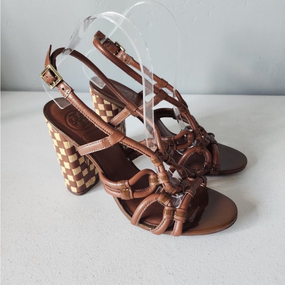 Tory Burch sz 8 1/2 Chic Brown Strappy Heels Excellent condition - Picture 4 of 7